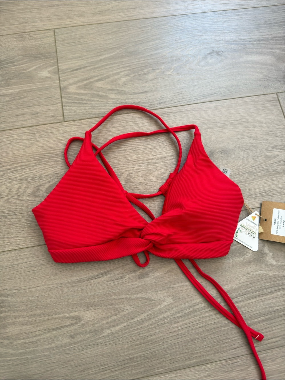 Twist-Front Red Bikini Bralette Top